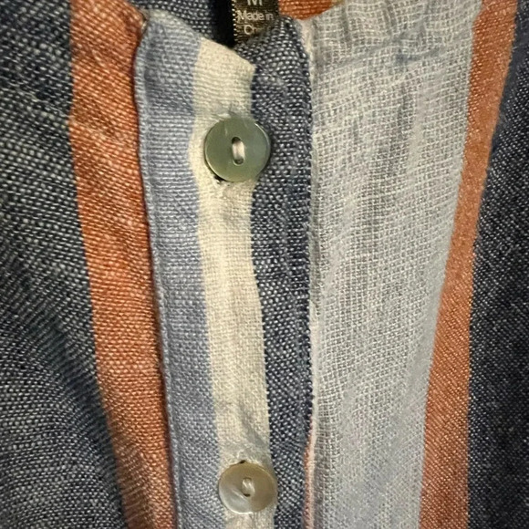 Drew Anthropologie Stripe Linen Cropped Tie Top Size Medium - Picture 2 of 11